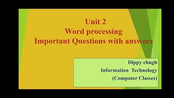 Unit 2(word processing) important questions answers I mation Technology Sub 402 I #cbseit