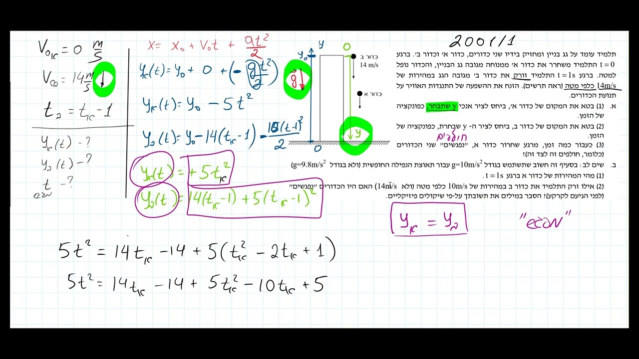 בגרות מכניקה  2001 שאלה 1