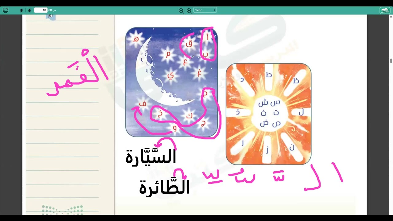 الصف الأول المتوسط  لغتي الخالدة شرح بقية الحياة الاجتماعية والحروف القمرية والحروف الشمسية والضمائر