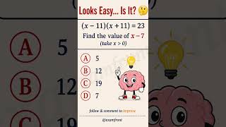 Solve (x − 11)(x + 11) = 23 and Find x − 7 | Algebra Identity Math Puzzle #maths #mathematics