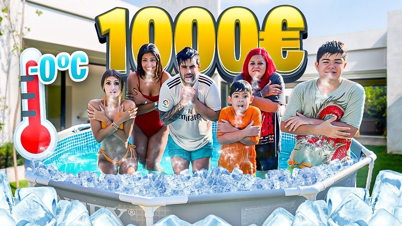 EL ÚLTIMO EN SALIR DE LA PISCINA CONGELADA GANA 1000€...Reto con la FAMILINK!!