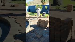 POV:- Behind the Scenes  #PaveScapes #backyardtransformation #hardscaping #paverstones #pooldeck