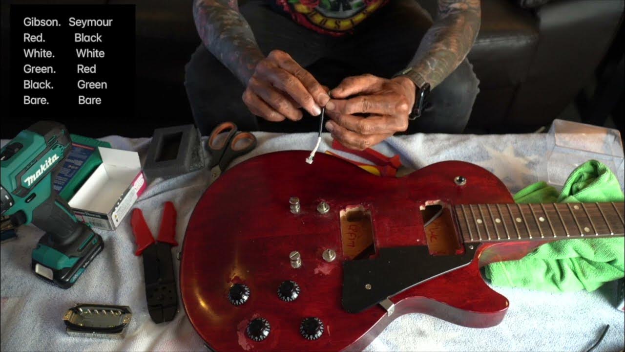 Installing Seymour Duncan JB Jazz pickups on Gibson Les Paul guitar. SH