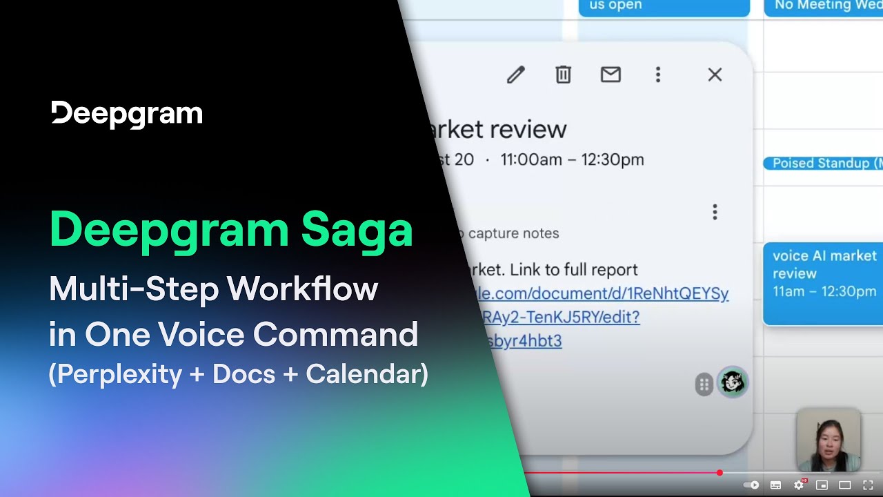 Deepgram Saga MCP Demo – Multi-Step Workflow in One Voice Command (Perplexity + Docs + Calendar)