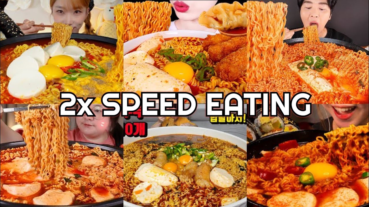 Soft Tofu Ramyun Spicy Noodle Soup Mukbang | ASMR 2x Speed Eating Show 