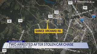 Two arrested in Montgomery County after pursuit of vehicle stolen from DC