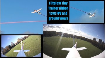 Towing a ribbon with the Flitetest Tiny Trainer! FPV and Ground view. Scratch built. #flitetest