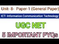 5 important PYQs of unit-8(ICT) , UGC NET Exam paper-1 