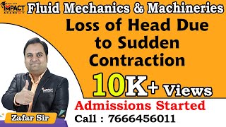 Loss Of Head Due To Sudden Contraction Fluid Mechanics & Machineries