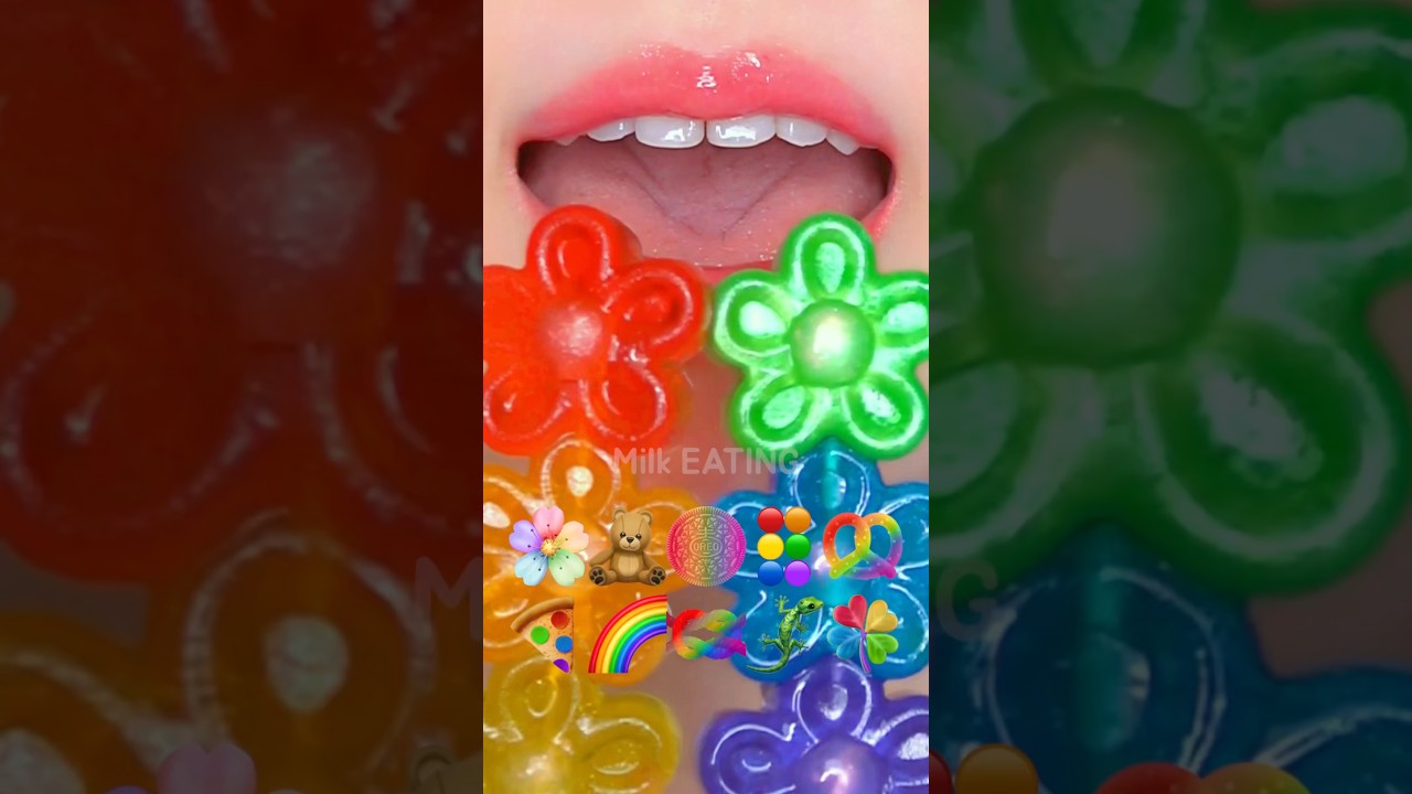 ASMR RAINBOW EMOJI FOOD 🌈 Kohakuto, Jelly, Snack 