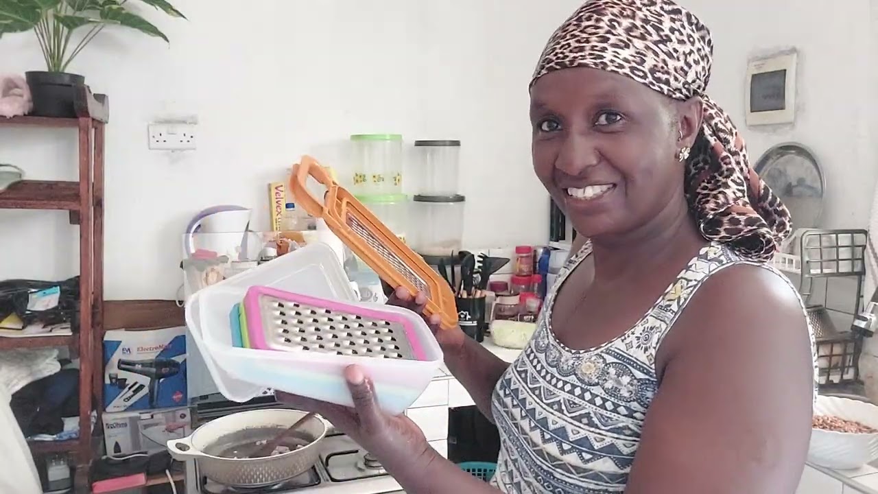 Cooking ugali and cabbage for my family 