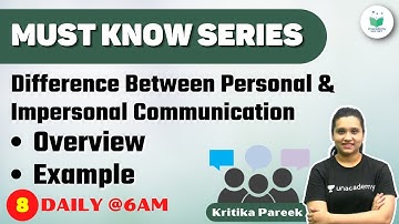 NTA UGC NET 2021 | Must Know Series by Kritika Pareek | Difference Between Personal & Impersonal