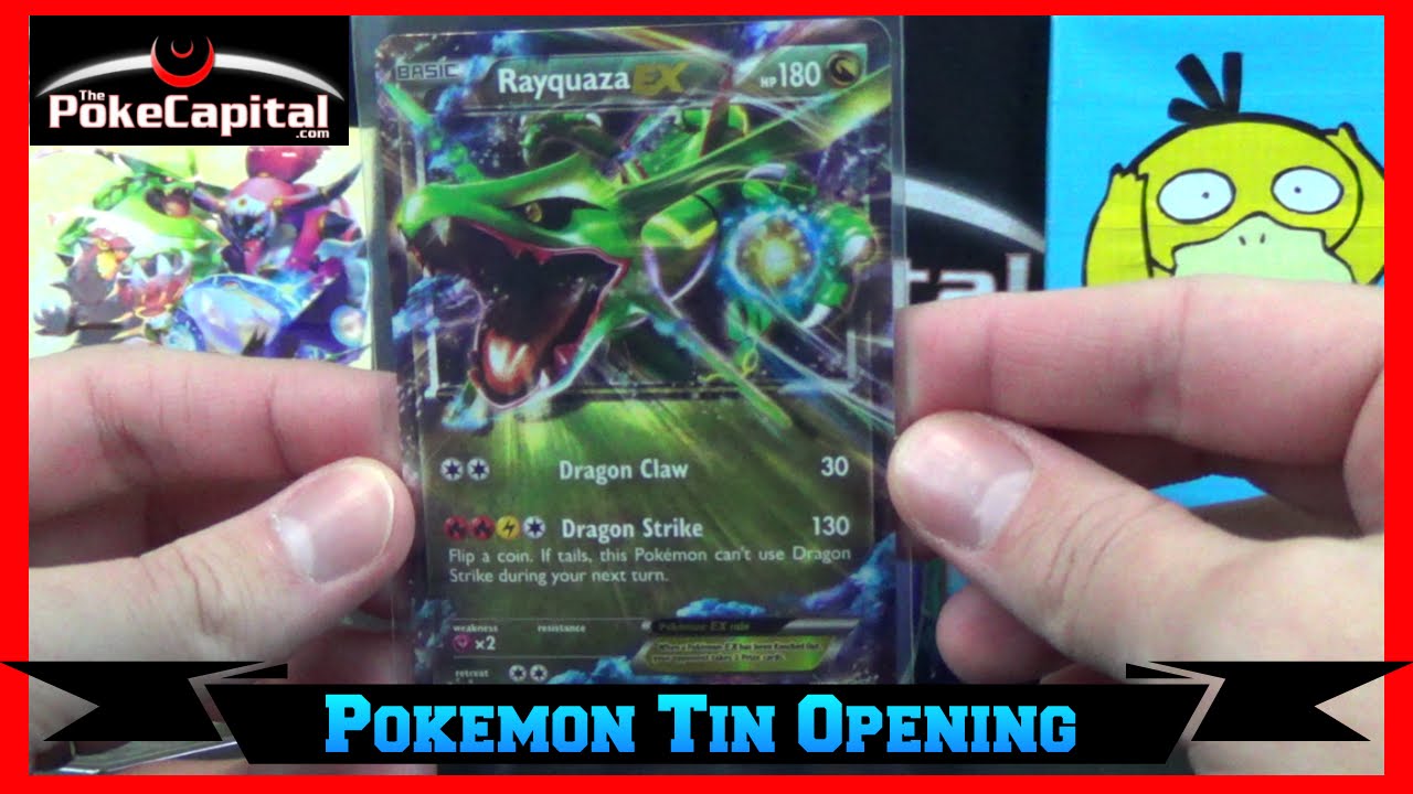 Pokemon Cards Rayquaza EX Tin Opening