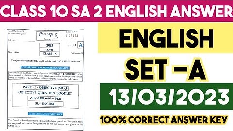 Class 10 sa2 ENGLISH answer key 2022 // 10th class sa2 question and answer 2022-23 // smart odia