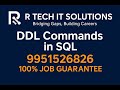 DDL Commands in SQL in Telugu | R Tech IT Solutions | 100% Job Guarantee | 9951526826 | SQL Server |