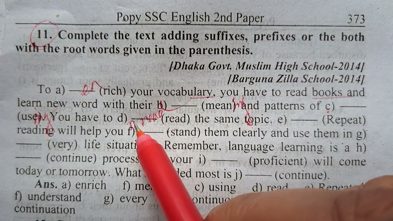 Suffix prefix popy ssc English 2nd paper