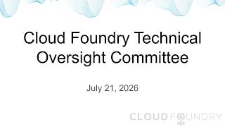 Technical Oversight Committee, July 21 2026