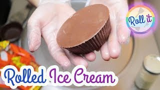 Huge Reeses Rolled Ice Cream Made With Giant Huge Limited Reeses Chocolate Asmr Scratching