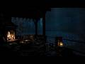 ⛈️ Thunderstorm on the Cabin Porch | Warm Fireplace Sounds & Steady Rain for Relaxation 🔥