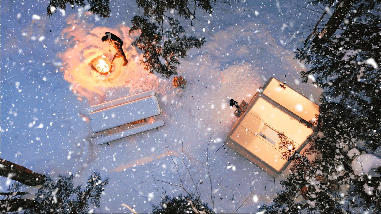 Winter Camping in Snow With a Cozy Inflatable Tent - YouTube