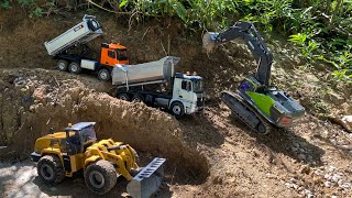 Download Lagu Aksi #79 Dump Truk RC Huina 1536 Muatan Tanah Merah Bahan Bangunan, Excavator Besar Huina 1593  MP3