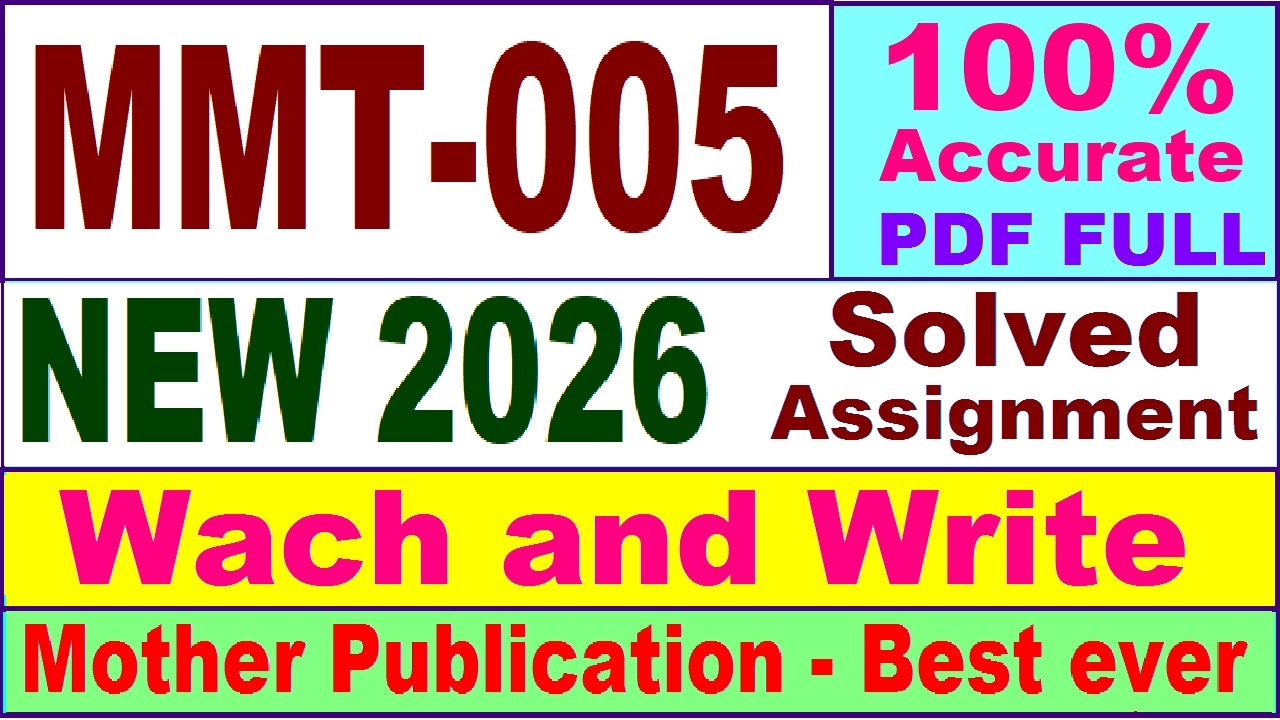 MMT 005 solved assignment 2026 in English || mmt 005 solved assignment 2026 || ignou mmt5