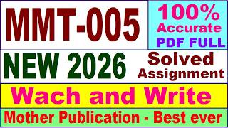 MMT 005 solved assignment 2026 in English || mmt 005 solved assignment 2026 || ignou mmt5
