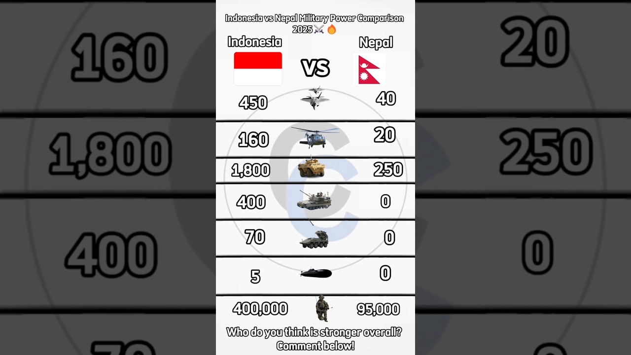 Indonesia vs Nepal Military Power Comparison 2025⚔️🔥 