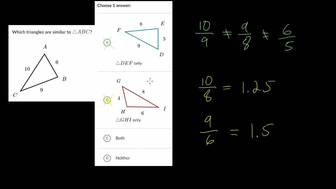 Determine Similar Triangles by Side Lengths Practice YouTube