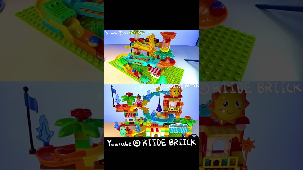 Marble Run With Dinosaurs | Building Blocks ASMR