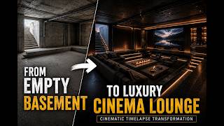 From Empty Basement to Luxury Underground Cinema Lounge | Cinematic Timelapse