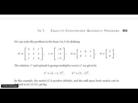 Solving equality constrained quadratic programming - YouTube