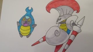 How to draw Pokemon: No.588 Karrablast, No.589 Escalavier