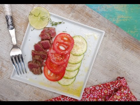 Beef steak smoked with thyme