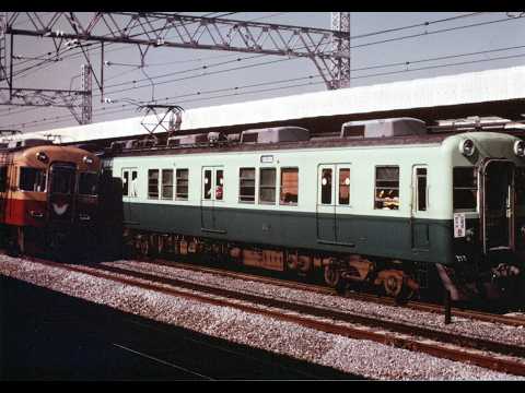 京阪電車（1979、80年）、工事中の高架複々線、守口市に急行が停車など