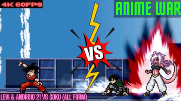 [4K 60FPS ]GOKU (ALL FORMS) VS ANDROID 21 & LEVI IN JUMP FORCE MUGEN V7