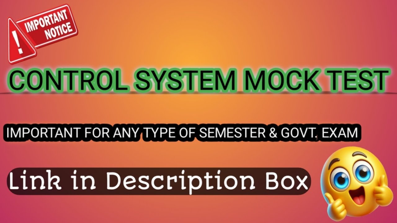 Control System Free Mock Test ☺️| Mock Test In Introduction and Transfer Function🫠|