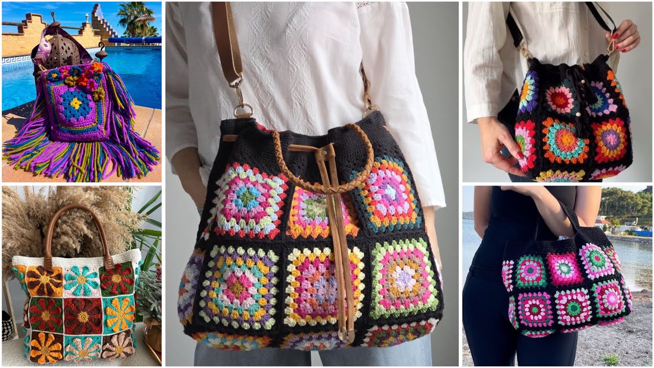 Великолепные идеи дизайна вязаных крючком сумок через плечо/сумок-клатчей/сумок-шопперов 