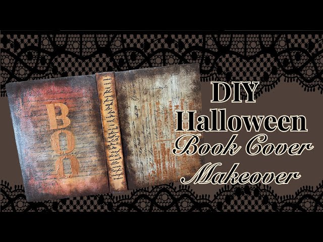 A GHOSTLY GOOD TIME ハロウィンハンドブック 洋書 DIY本 🎃 DIY Halloween Book Makeover | Spooky Decoupage & Stenciled