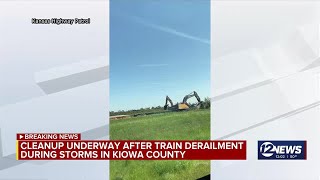 WATCH Cleanup from train tossed on side by tornado in Kansas