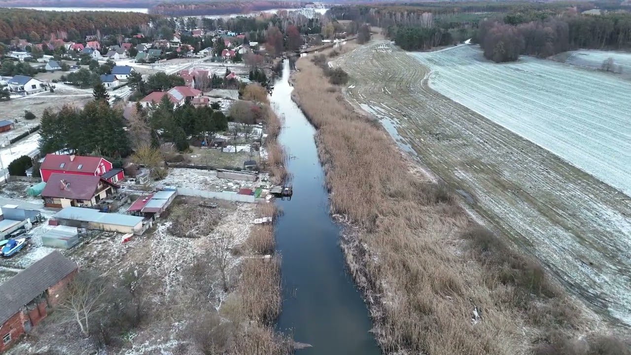 Tatarki, Uście,  Kanał Obra, Jezioro Orchowe, Luty 2026 | dron 4K
