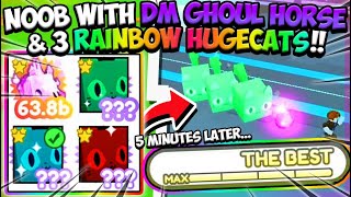 *600B DMG* NOOB WITH DARK MATTER GHOUL HORSE & 3 RAINBOW HUGECATS IN PET SIMULATOR X (Roblox)