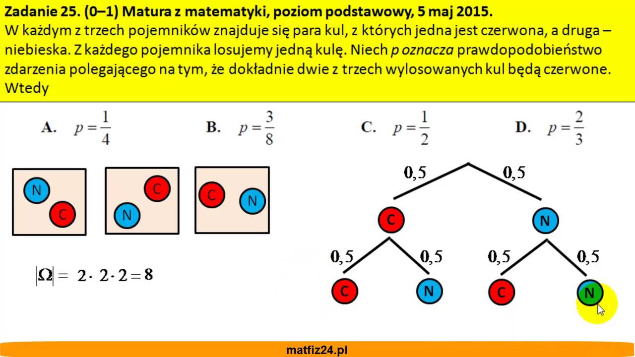 Prawdopodobieństwo - Matura z matematyki 2015 - zad 25 - MatFiz24.pl