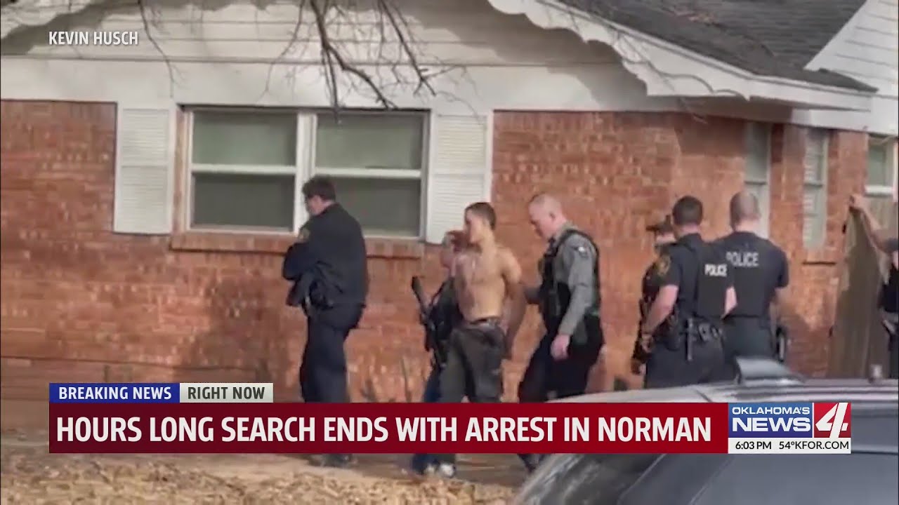Hours long search ends with arrest in Norman - YouTube