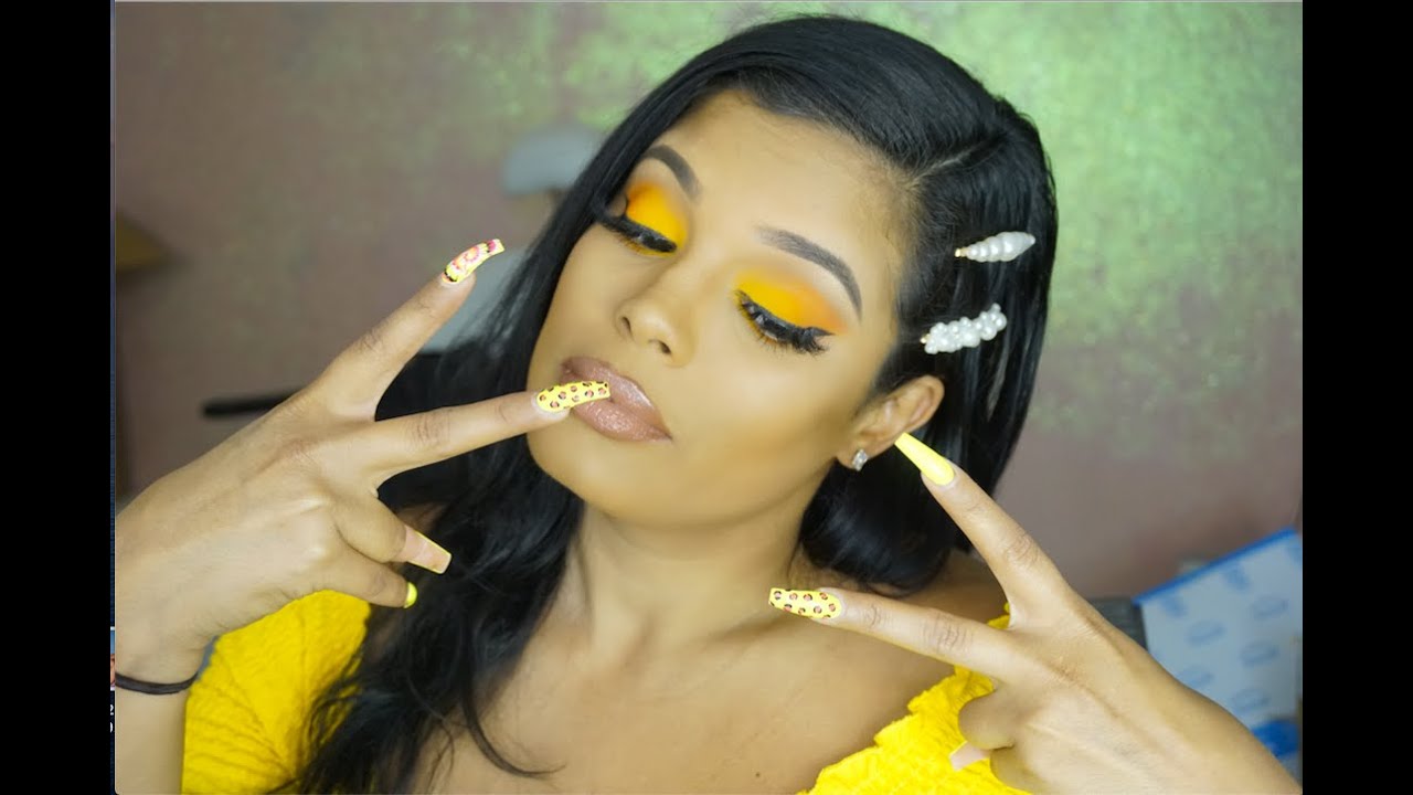 bright yellow and orange eyeshadow tutorial