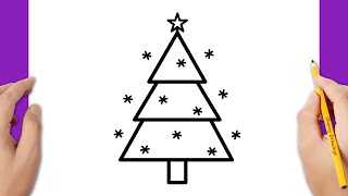 How To Draw A Christmas Tree Easy Christmas Drawing