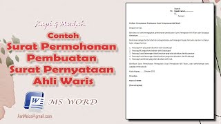 Contoh Permohonan Pembuatan Surat Pernyataaan Ahli Waris