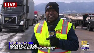 Icy conditions strong winds again close US 24 east of Colorado Springs