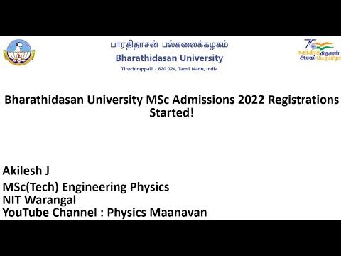 Bharathidasan University MSc Admissions 2022 Started! - Tamil | BDU | Physics Maanavan