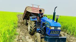 Eicher Tractor Making Of Road in Mud | Eicher Power Test in Mud | Tractor Over Loaded | Tractor